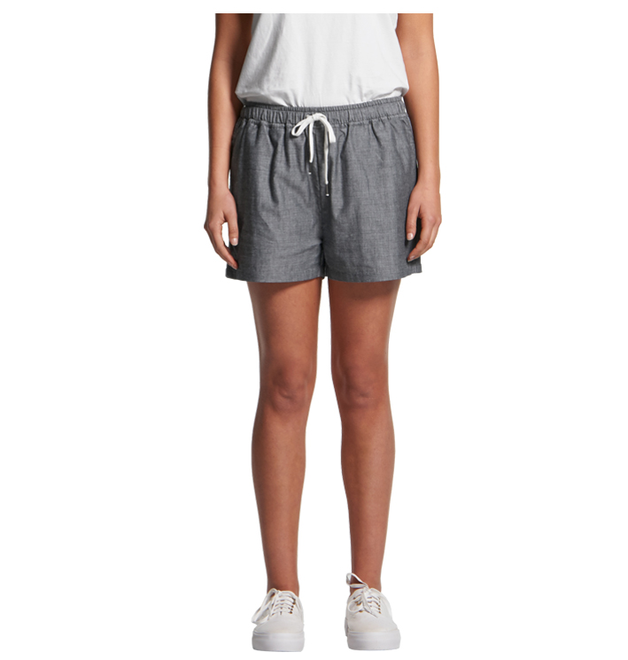 front view of the womens madison shorts by AS Colour in colour grey