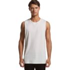 model image of a man wearing the mens barnard organic tank in colour white