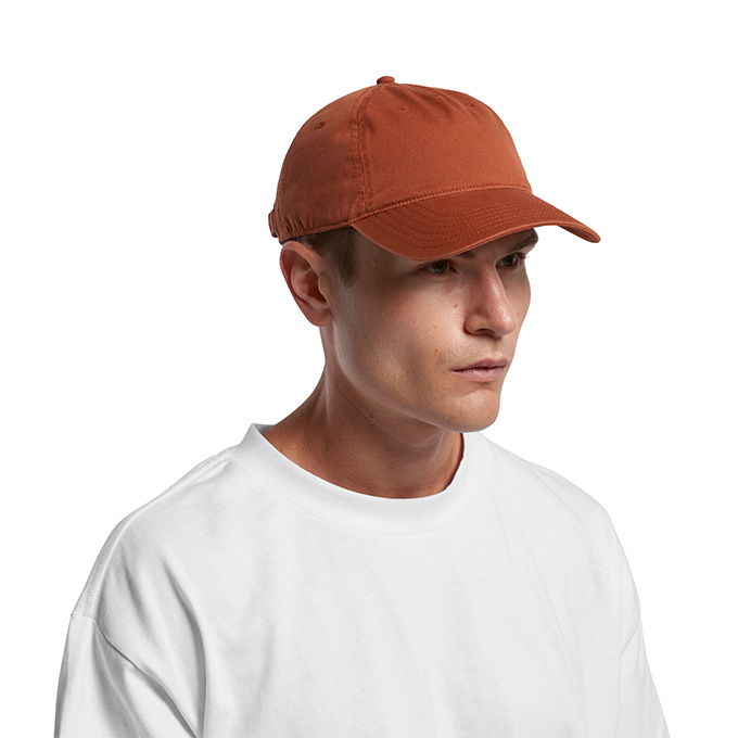 AS Colour Access Five Panel Cap Model Side View in colour Clay