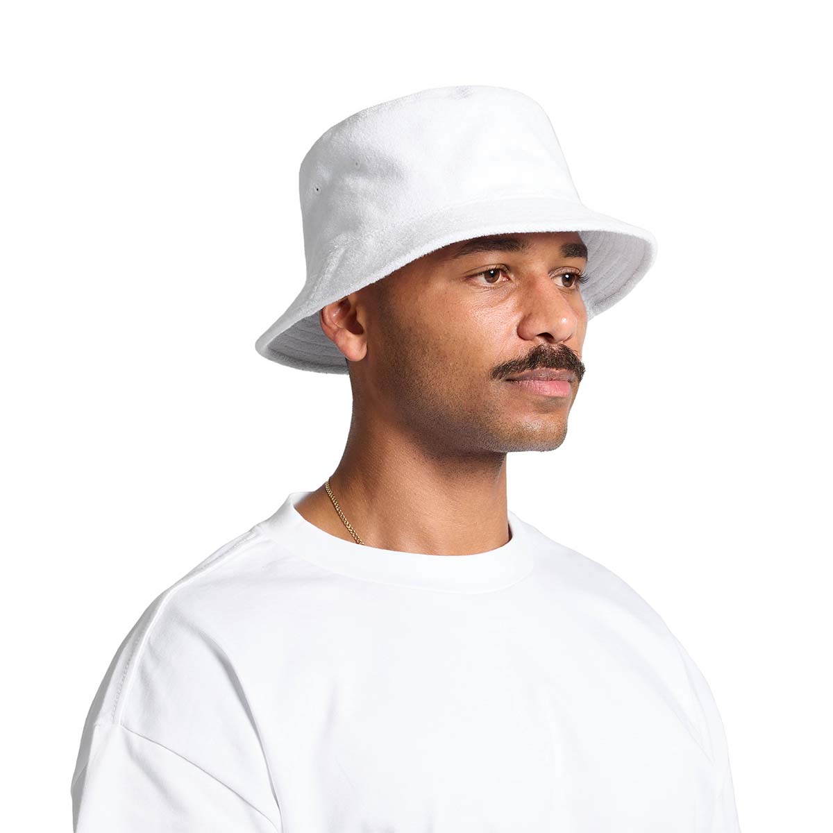 Terry Towelling Hat model view in colour white