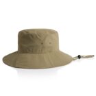 Nylon wide brim bucket hat in colour Khaki